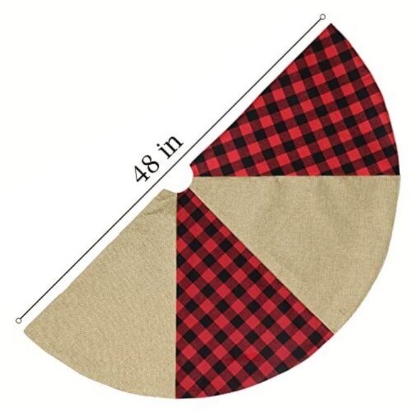 Meriwoods Christmas Tree Skirt 48 Inch Large Burlap Buffalo Plaid Tree Collar... - Picture 3 of 6